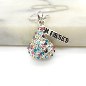 Candy Kiss Pendant Necklace White Gold Plated